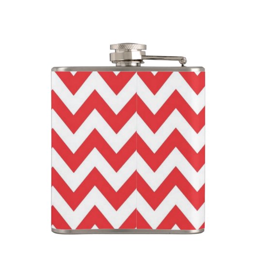 Flasques Fiole de monogramme rouge et blanc Chevron (Dos)