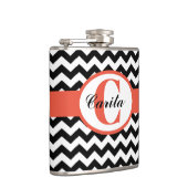 Flasques Fiole de vinyle de Chevron noir/blanc monogramme (Droite)