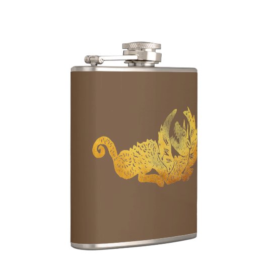 Flasques Fiole dorée dragon vinyle enveloppée (Droite)