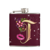 Flasques Fiole enveloppée Monogramme T, 6 oz. (Devant)