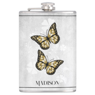 Flasques Fiole florale de papillon d'or