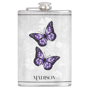 Flasques Fiole florale de papillon pourpre