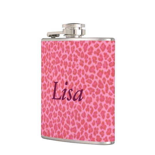 Flasques Fiole léopard rose personnalisée (Gauche)