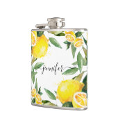 Flasques Fiole Mariage citron aquarelle personnalisée (Gauche)