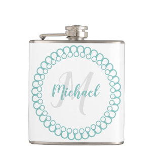 Flasques Fiole Monogramme circulaire décorative turquoise