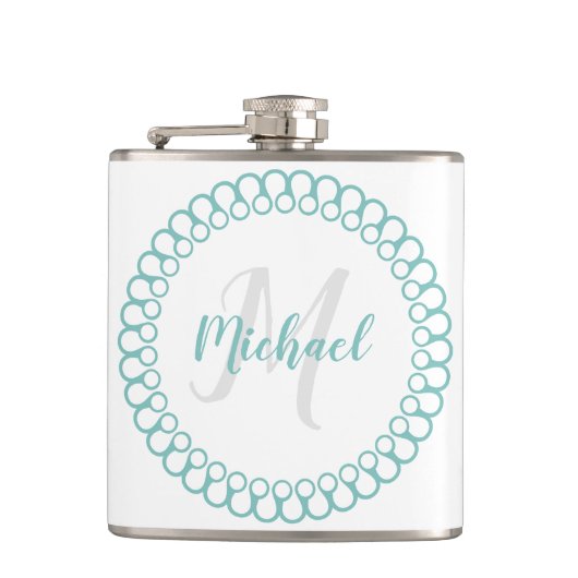 Flasques Fiole Monogramme circulaire décorative turquoise (Devant)