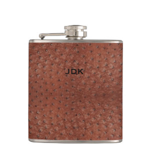 Flasques Fiole Monographique en cuir d'autruche Brown