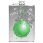 Flasques Fiole ornementale Fancy verte de Noël (Devant)
