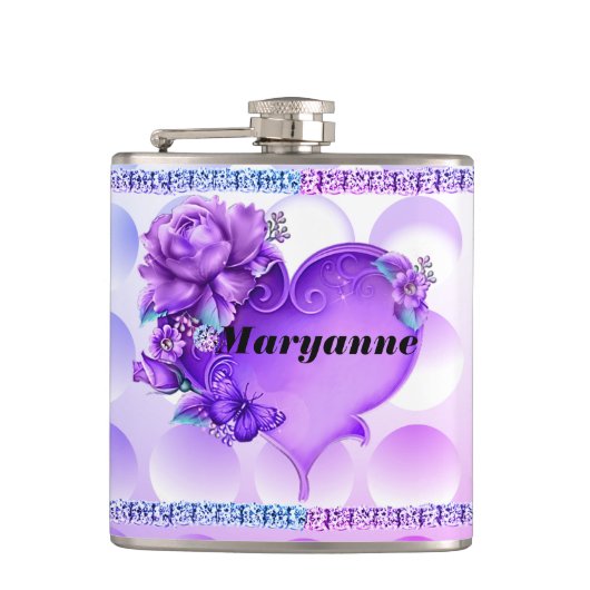 Flasques Fiole texturée bleue/violette avec le coeur et les (Devant)