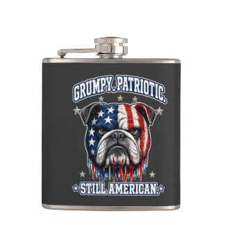 Flasques Flacons de 4 juillet Grumpy Patriotic Bulldog