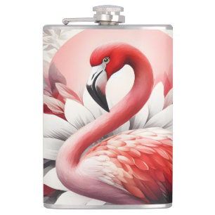 Flasques Flamant rose en Aquarelle Rouge et Blanc