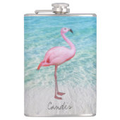 Flasques Flamant rose rose mignon Tropical Sandy Beach Nom (Devant)