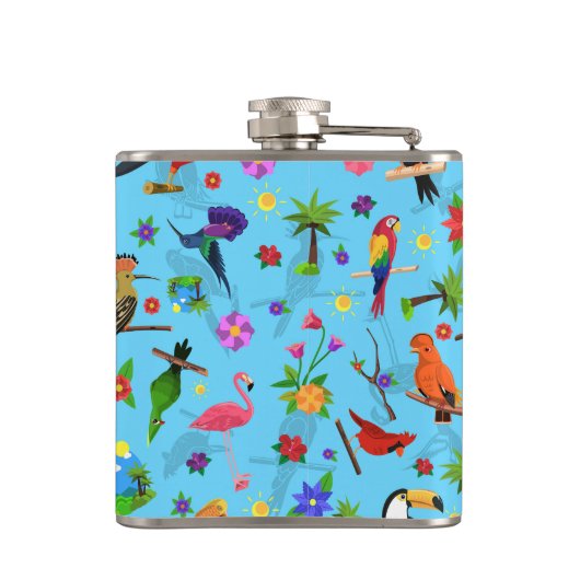 Flasques Flamant rose Toucan Et Arara Motif Oiseaux Sans Me (Dos)