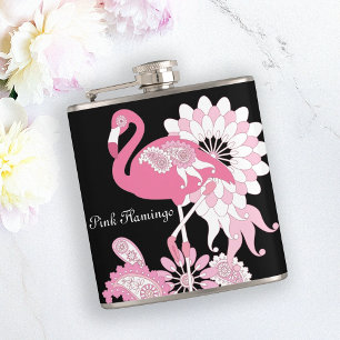 Flasques Flamant Rose Tropical Oiseau Fantaisiste Noir Mode