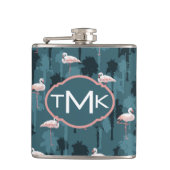 Flasques Flamants roses en pastel sur le monogramme de Teal (Devant)