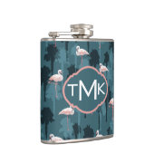 Flasques Flamants roses en pastel sur le monogramme de Teal (Droite)