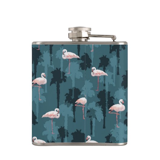 Flasques Flamants roses en pastel sur le monogramme de Teal (Dos)