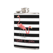 Flasques Flamants roses mignons ,Rayures noires et blanches (Gauche)