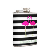 Flasques Flamants roses roses, Blancs noirs, Personnalisé (Droite)