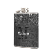 Flasques Flamme blanc noir scintille bois rustique Monogram (Gauche)