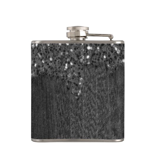 Flasques Flamme blanc noir scintille bois rustique Monogram (Dos)