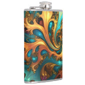Flasques Flammes Abstraites or Turquoise orange, (Droite)