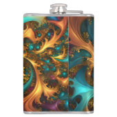 Flasques Flammes Abstraites or Turquoise orange, (Dos)