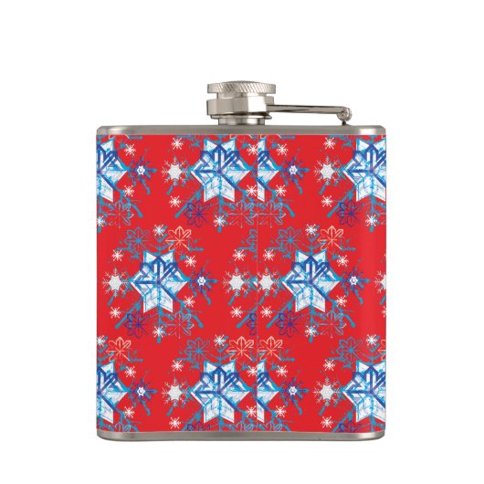 Flasques Flammes de neige et étoiles rouges et bleues (Dos)