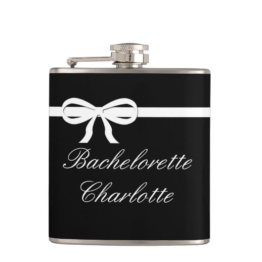 Flasques Flask Bachelorette Cadeau noir Mariage personnalis (Devant)