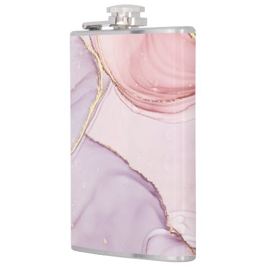 FLASQUES FLASK EN ACIER INOXYDABLE ABSTRAIT EN MARBRE ROSE (Gauche)