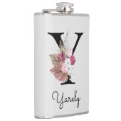 Flasques Fleur Boho rose personnalisée initiale Y (Droite)