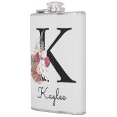 Flasques Fleur de Boho rose avec initiale K monogrammée (Gauche)