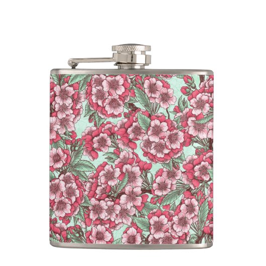 Flasques Fleur de cerisier rose et menthe (Devant)
