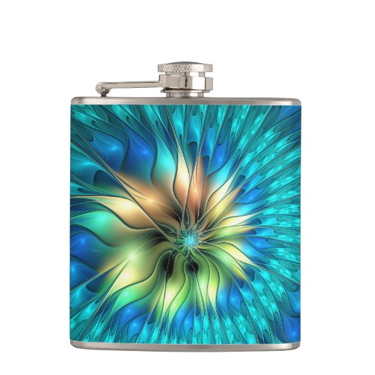 Flasques Fleur de fantaisie lumineuse, fractale abstraite c (Devant)