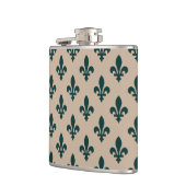 Flasques Fleur de Lis Motif, Royal French Green on Cream (Gauche)