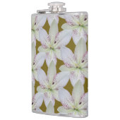 Flasques Fleur de lys blanche rayée dorée, Nom personnalisé (Gauche)