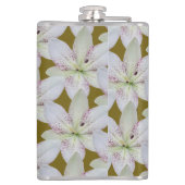 Flasques Fleur de lys blanche rayée dorée, Nom personnalisé (Dos)