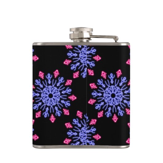 Flasques Fleur de néon bleu et rouge (Dos)