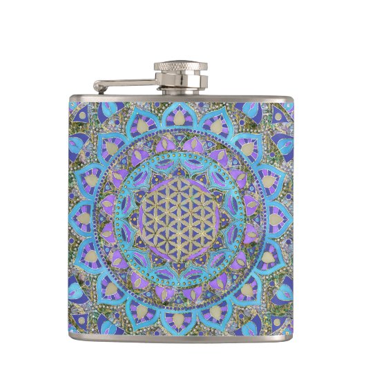 Flasques Fleur de Vie - Mandala de style indien 2 (Devant)