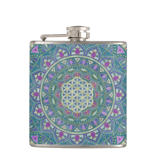 Flasques Fleur de Vie - Mandala Style Inde 1 (Devant)