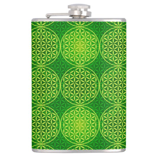 Flasques Fleur de vie - motif de timbre - vert (Devant)