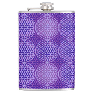 Flasques Fleur de vie - motif de timbre - violet