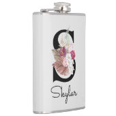 Flasques Fleur initiale rose boho avec monogramme S (Droite)