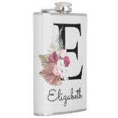 Flasques Fleur initiale rose boho personnalisée E (Droite)