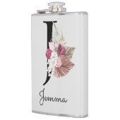 Flasques Fleur initiale rose boho personnalisée J (Gauche)