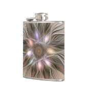 Flasques Fleur joyeuse abstraite beige marron floral fracta (Gauche)