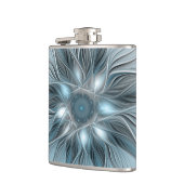 Flasques Fleur joyeuse abstraite fleur bleue grise fractale (Gauche)