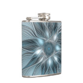 Flasques Fleur joyeuse abstraite fleur bleue grise fractale (Droite)