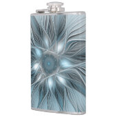 Flasques Fleur joyeuse abstraite fleur grise bleue fractale (Gauche)