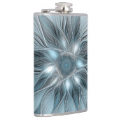Flasques Fleur joyeuse abstraite fleur grise bleue fractale (Droite)